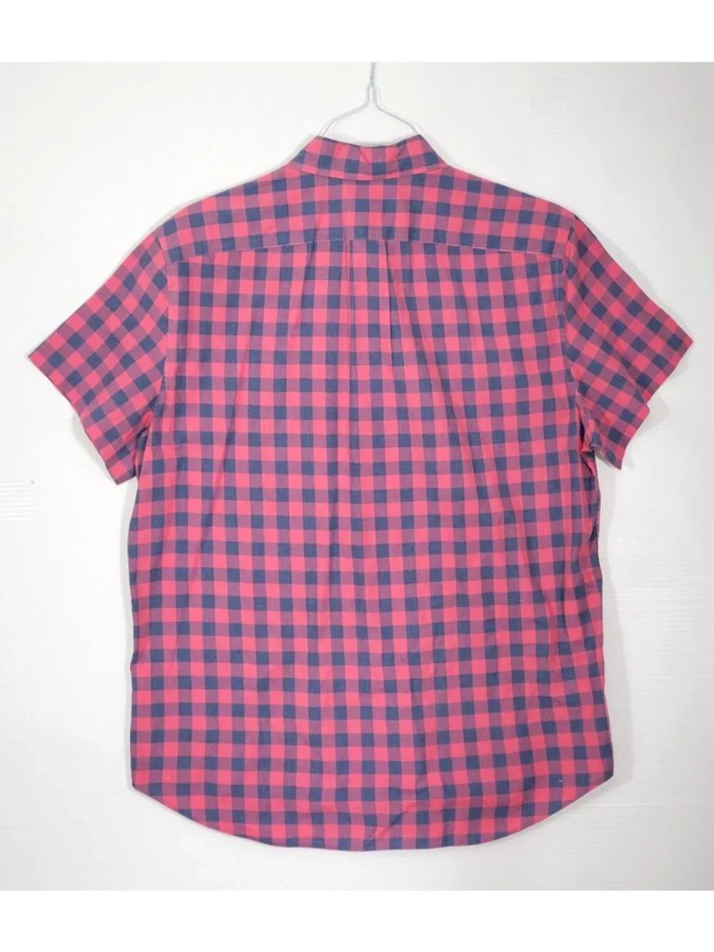J. Crew Men's Red Blue Cotton Plaid Short Sleeve Classic Button Up Shirt Size M